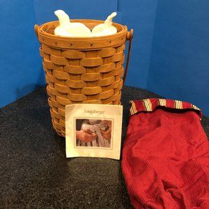 Beautiful Longaberger Wine Basket with Protective Insert, Chillers & Bag